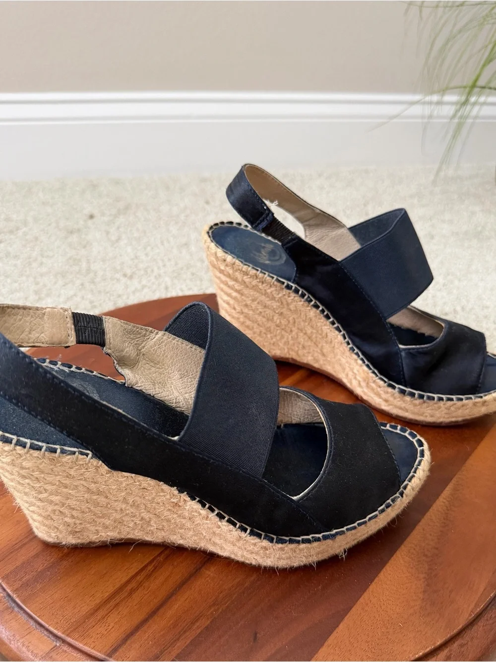Slingback Navy Espadrille Wedge Sandals